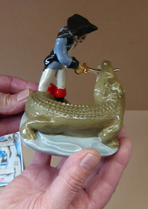 Vintage WADE Figurine of Captain Hook Fighting the Crocodile. BOXED