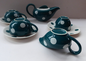 Rare 1950 J&G MEAKIN STUDIO WARE Tea for Two Set with Polka Dots. Designed by Frank Trigger