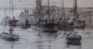 Rowland Langmaid Pencil Signed Etching Newlyn St Michael's Mount Cornwall