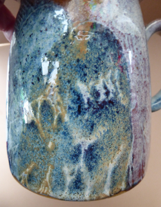 British STUDIO POTTERY. Large Mug with Abstract Floral Motifs. Crich Pottery (Diana Worthy)