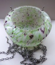 Load image into Gallery viewer, 1930s Glass Hanging Goldfish Bowl or Flycatcher Lampshade. Opaque Glass with Tutti Frutti Splatters
