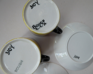 SCOTTISH POTTERY. Sweet Little 1930s BOUGH Pottery Pair of Cups and Saucers