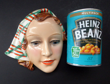 Load image into Gallery viewer, ART DECO Goebel Wall Mask. 1930s Lady with Checked Headscarf and Modelled Long Eyelashes 
