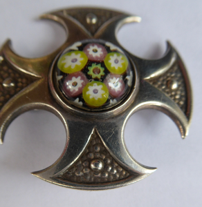 1970s Caithness Glass Pendant Miniature Millefiori Paperweight Set in Silver Luckenbooth