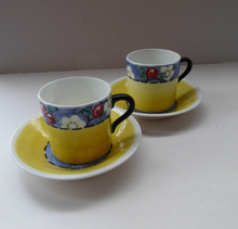 Load image into Gallery viewer, SCOTTISH POTTERY. Sweet Little 1930s BOUGH Pottery Pair of Cups and Saucers
