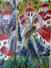 Load image into Gallery viewer, Scottish Art for Sale. Jan Hyslop Original Watercolour Painting Verona 1980s
