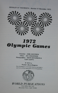 1972 MUNICH OLYMPICS. Rare Book. 1972 Olympic Games: A Runner's World Magazine by World Publication. Very Rare