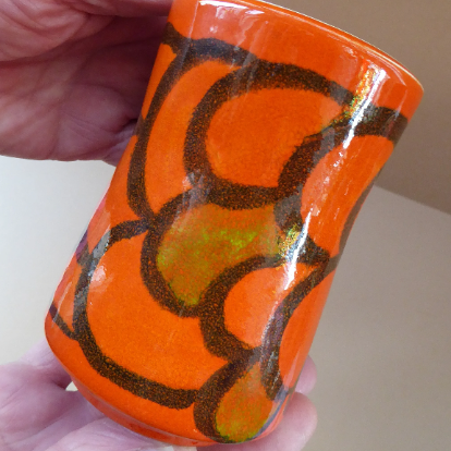 1970s Orange Poole Dephis Vase