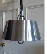 Load image into Gallery viewer, HERCULES Lamp. 1970s BRUSHED ALUMINIUM Hanging Light Shade with Rise and Fall Mechanism
