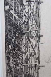 ES Lumsden Paris in Construction Etching Drypoint 1907