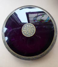 Load image into Gallery viewer, Moser Karlsbad AMETHYST GLASS Lidded Trinket Box with Four Ball Feet. Battle of the Centaurs. SIGNED
