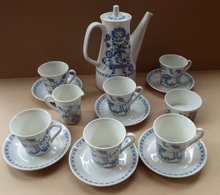 Load image into Gallery viewer, FIGGJO FLINT 1960s Norwegian Turi LOTTE Complete Coffee Set. Pot, Milk and Sugar, Six Cups and Saucers

