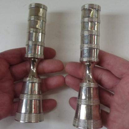 1960s Pair of Dansk Silver Plate Candlesticks:  LUNA DESIGN by Jens Quistgaard