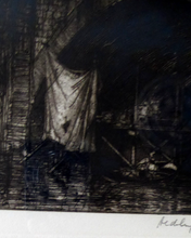 Load image into Gallery viewer, ANTIQUE PRINT. Original 1908 Etching by Hedley FITTON. Entitled the Ponte Vecchio, Florence. Pencil Signed
