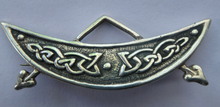 Load image into Gallery viewer, SCOTTISH SILVER. Rarer 1950s Scottish PICTISH Design: Crescent and Rod Brooch. Iain MacCormick Iona (after Alexander Ritchie original)
