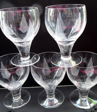 Load image into Gallery viewer, Rarer Set of Five STUART CRYSTAL WOODCHESTER Gin &amp; Tonic Glasses. With Engraved Fern Design. Signed
