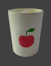 Load image into Gallery viewer, Quirky Vintage Storage Pot or Ice Bucket. Space Age White Plastic with Abstract Red Apple Motif, 1960s
