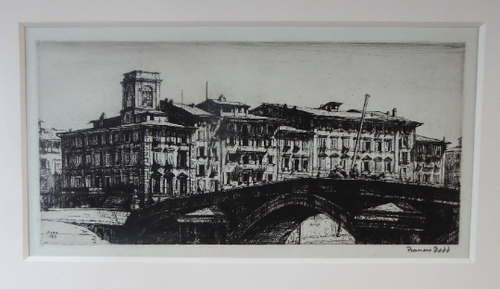 Francis Dodd Etching Ponte di Mezzo Pisa 1915
