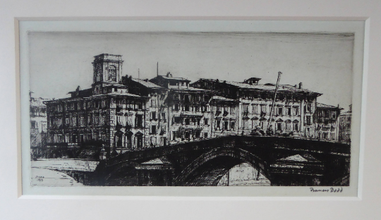 Francis Dodd Etching Ponte di Mezzo Pisa 1915