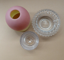 Load image into Gallery viewer, ANTIQUE Victorian Thomas WEBB Burmese Glass Shade with Clarke&#39;s Cricklite FAIRY Lamp or Night Light
