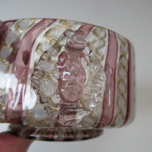 Load image into Gallery viewer, Venetian / Salviati Murano Glass Latticino Zanfirico Glass Finger Bowl with Clear Glass Cherub Prunts
