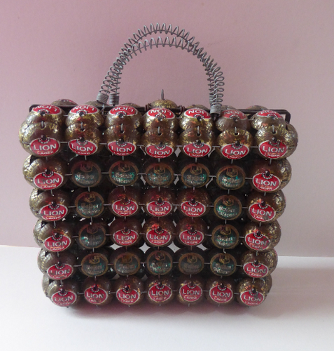 Vintage Handbag Made of Recycled Beer Bottle Caps
