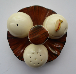 CARLTON WARE Vintage 1960s Cruet Set Representing Button Mushrooms on Flat Mushroom Base