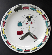 Load image into Gallery viewer, SWEDISH Plate. Rare Rorstrand TUFF TUFF Plate. Quirky Railway Imagery. Signalman and Trains Around the Rim
