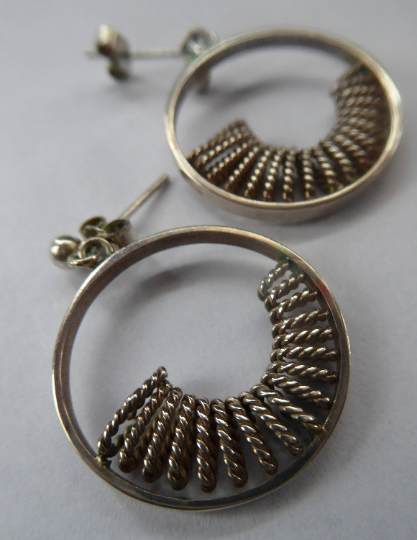 Early Scottish ORTAK Silver Earrings by MALCOLM GRAY for
