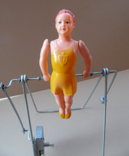 1950s Vintage USSR / Russian Child's Mechanical Toy. A Celluloid Gymnast. WORKING; and with Original Box