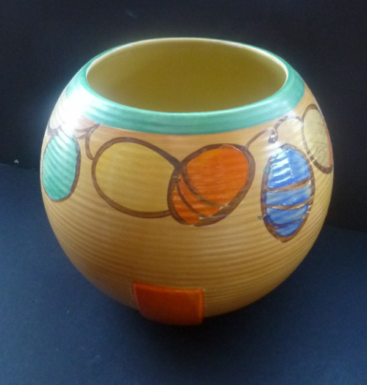 MYOTT POTTERY Ball Vase. Stunning & Exceptionally Large 1930s Art Deco Art Pottery. Hand Painted