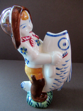Load image into Gallery viewer, ALUMINIA Royal Copenhagen 1940s Child Welfare Figurine, Signed JUS. Boy Carrying Fish

