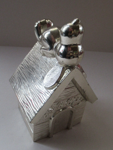 1960s Silver Plate Snoopy on Kennel Bank or Money Box