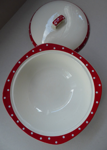 1950s RED DOMINO Midwinter Lidded Serving Dish or Tureen. Designed by Jessie Tait