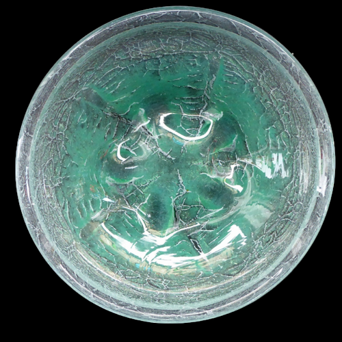 Art Deco WMF IKORA Very LARGE 1930s Crackle Glass Shallow Bowl by Karl Wiedmann, Germany
