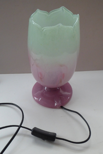 1950s Scottish VASART Glass Tulip Lamp in Pastel Pink and Peppermint Shades