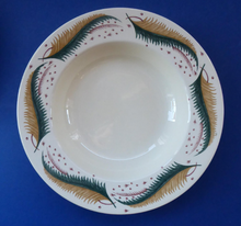Load image into Gallery viewer, 1950s Vintage Susie Cooper Pottery BRACKEN PATTERN Shallow Soup Bowls. KESTREL shape. 9 inches
