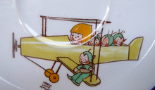 Load image into Gallery viewer, Rare 1930s SHELLEY POTTERY Mabel Lucie Attwell Boo-Boos Matched Trio: Cup, Saucer &amp; Side Plate. Aeroplane Design
