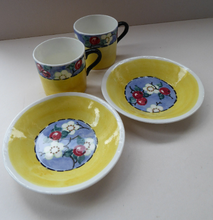 Load image into Gallery viewer, SCOTTISH POTTERY. Sweet Little 1930s BOUGH Pottery Pair of Cups and Saucers
