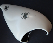 Load image into Gallery viewer, SINGLE Burleigh Ware 1950s Wall Pocket. Abstract Shape with White Exterior and Black Interior. With Stars Pattern
