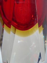 Load image into Gallery viewer, Vintage MURANO Mandruzzato Sommerso Facet Cut Block Vase
