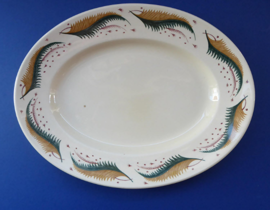 1950s Vintage Susie Cooper Pottery BRACKEN PATTERN Oval Ashet / Serving Plate. KESTREL shape. 12 inches