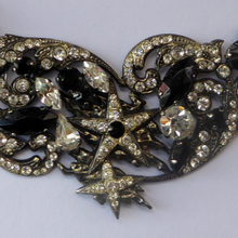 Load image into Gallery viewer, DESIGNER JEWELLERY. 1980s Vintage FLOTTY Bijoux Necklace - with oodles of diamante and cut black glass stones
