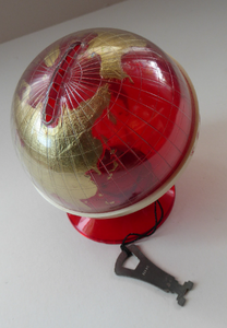 Original 1960s Issue Money Bank in the Form of a World Globe. Made in Finland for JERSEY Savings Bank