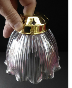 ANTIQUE Edwardian HOLOPHANE Ribbed Glass Lamp Shade