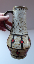 Load image into Gallery viewer, Vintage 1970s West German Pottery Handled Vase or Pitcher. JASBA WARE with Orange Polka Dot Pattern. 10 inches high
