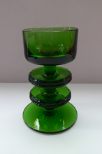 Load image into Gallery viewer, Stylish 1970s SHERINGHAM WEDGWOOD GLASS Green Candlestick by Stennett-Wilson. 5 inches High
