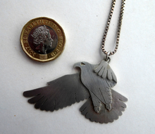 Load image into Gallery viewer, SCOTTISH SILVER Pendant. Edinburgh Hallmark 1992. Golden Eagle Pendant. Designer Piece: SW
