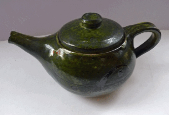 Vintage STUDIO POTTERY Stoneware Teapot. Attractive and Sturdy Pot with Japanese Inspired Decorations