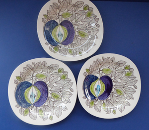 Vintage 1960s RORSTRAND EDEN Dessert Plates. 8 1/2 inch diameter. THREE Plates